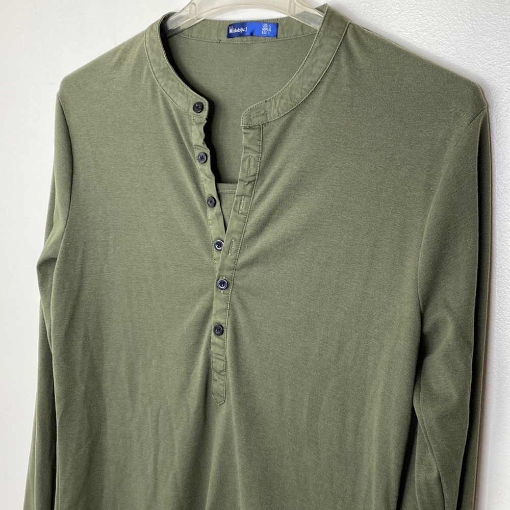 DOUBLJU Henley Long Sleeve Shirt Size L